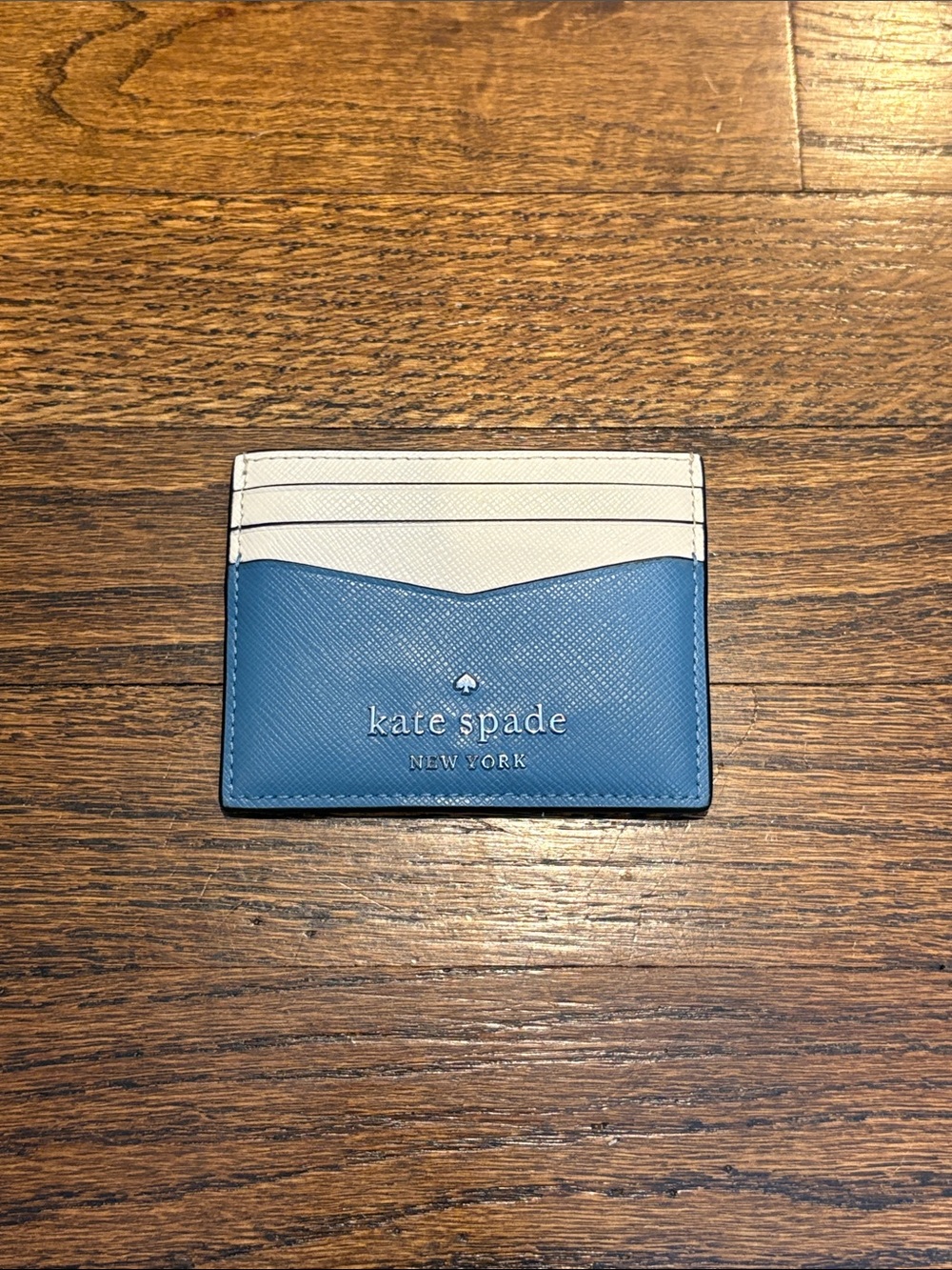 kate spade Two-Tone Blue and White Leather Card Case